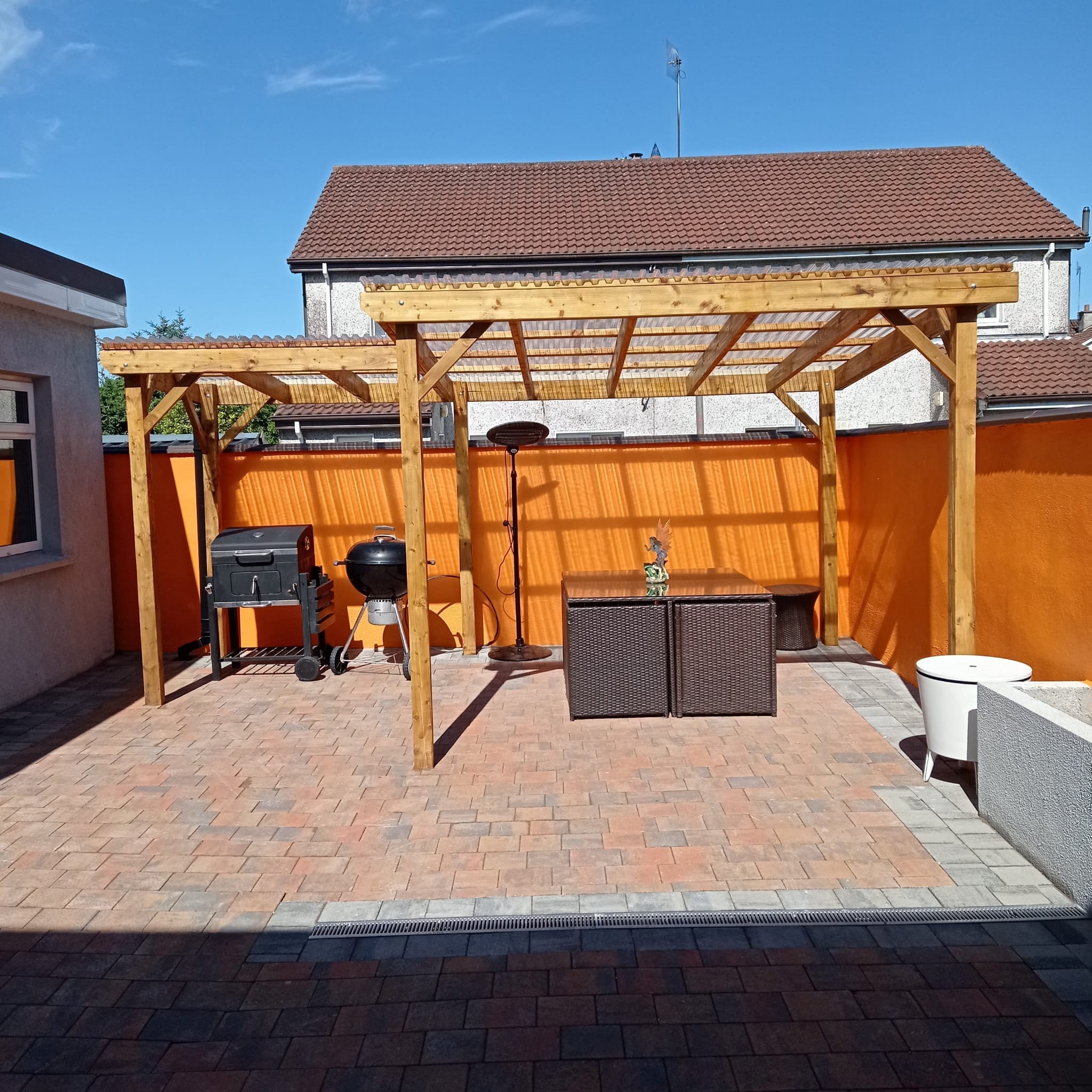 Timber pergola over patio