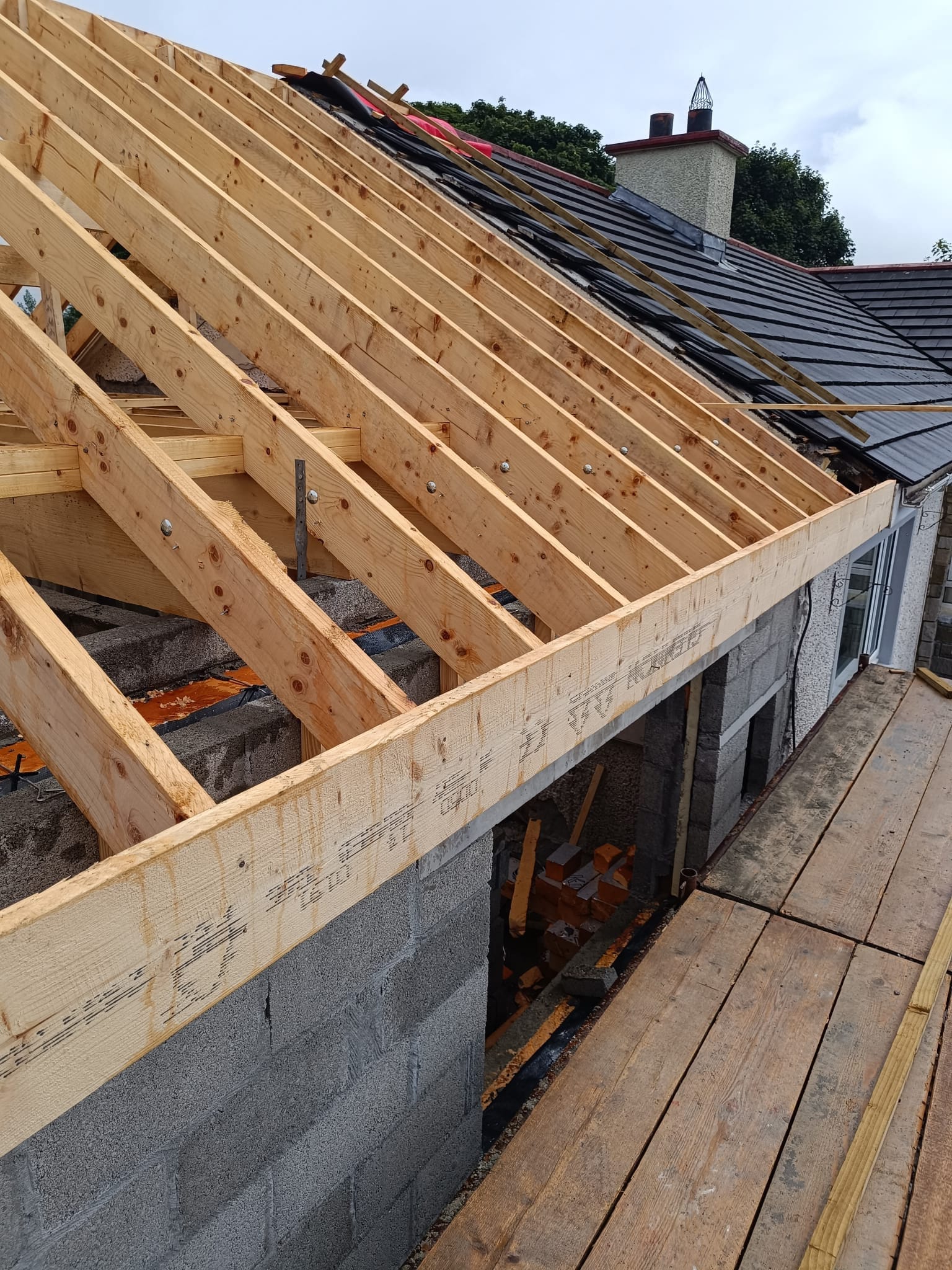 Roof rafters close-up
